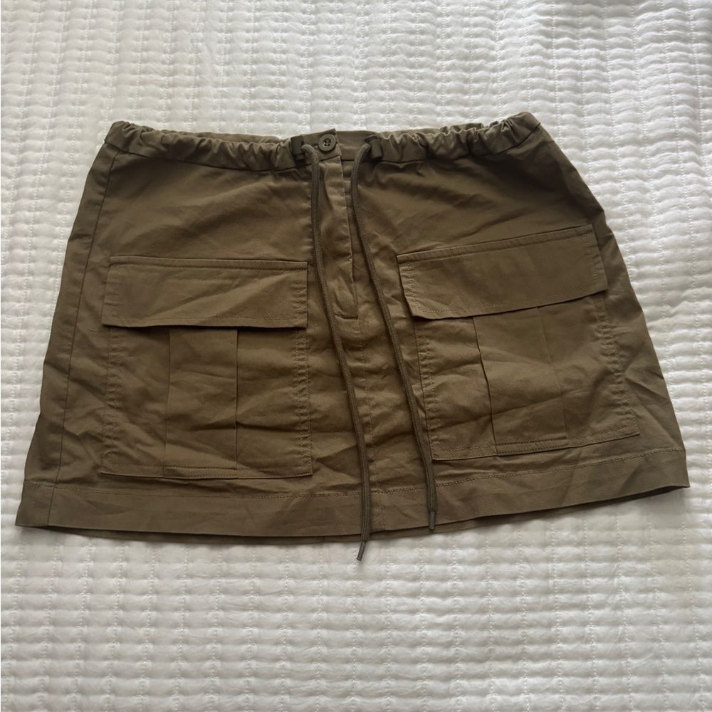 Khaki Green Utility Mini Skirt – Drawstring Waist – Unknown Brand